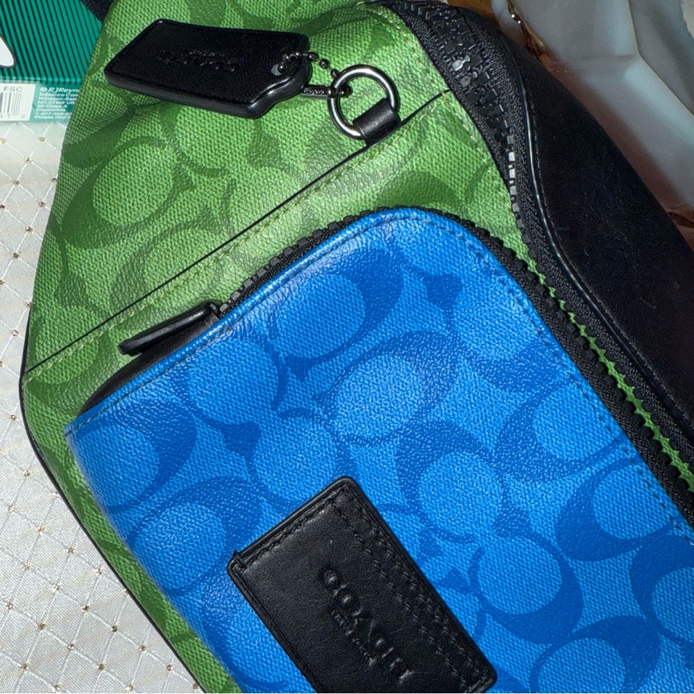 Coach Vibrant Green and Blue Crossbody Bag
